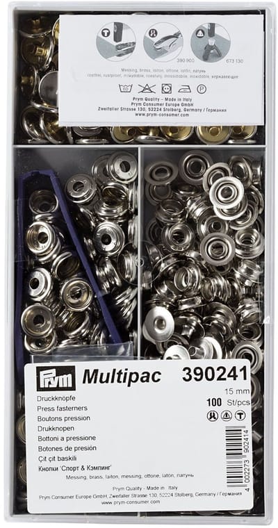 Prym Naaivrijdrukknoop Sport Camping 15 mm Zilver - 100 stuks