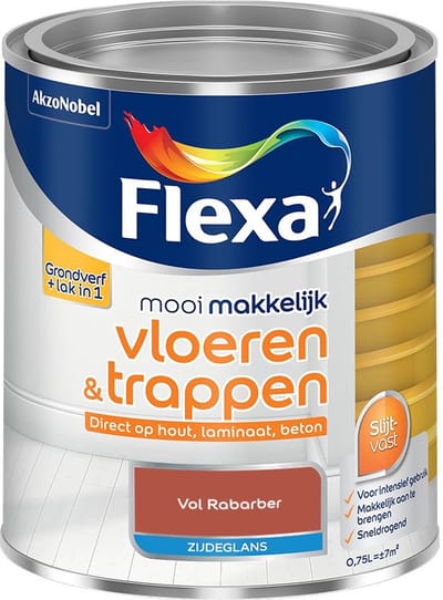 Flexa - Mooi Makkelijk Vloeren & Trappen Zijdeglans - Vol Rabarber - Mengverf - 750 Ml