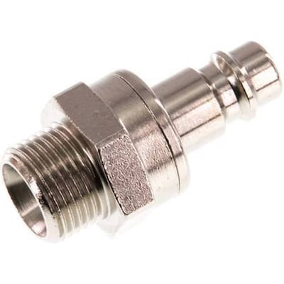 Vernikkeld Messing DN 7.2 (Euro) Luchtkoppeling Insteeknippel G 3/8 inch Buitendraad Double Shut-Off - CLP7-M-BN-SV-038