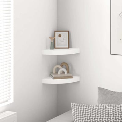 vidaXL - Zwevende - hoekplanken - 2 - st - hoogglans - wit - 25x25x3,8 - cm - MDF