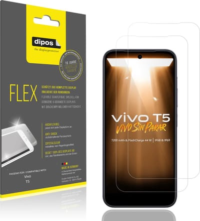 dipos – 2x Beschermfolie geschikt voor Vivo T5 | 3D Full Cover Screenprotector | 100% Passend