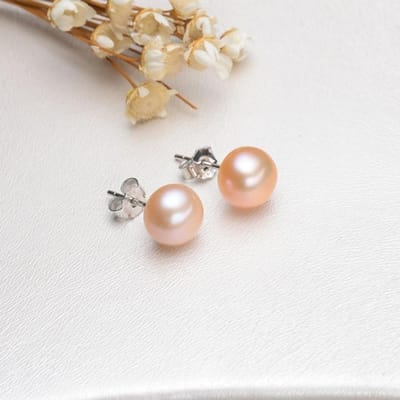 Boho Wit Roze Parel Oorbellen Schattige Vrouwelijke 6 /8 /10mm Ronde Knopjes Oorbellen 100 %Echt 925 Sterling Zilveren Oorbellen Voor Vrouwen Bruiloft 5.5-6mm roze