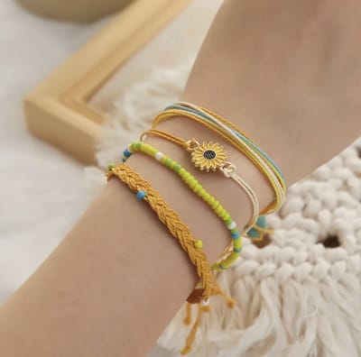 Jomide Armbandjes Set - Zonnebloem - 4 stuks