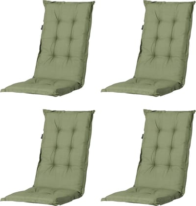 Madison - Tuinkussen - Universeel - Hoge Rug - 4 st. - Basic Green - 120x46cm - Groen - Tuinstoelkussens - Standenstoel