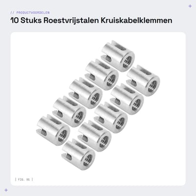 Dailygoods- Kruiskabelklem Set van 10 Stuks - Draadkabelclips - Roestvrij Stalen Draadrailklem - Draadkabel Bevestiging - Stevige Bevestiging - Geschikt voor Binnen en Buiten - Draadklem