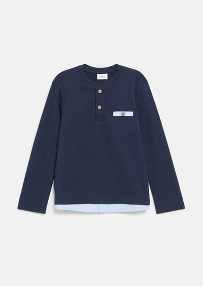 T-shirt Henley met gelaagd effect en paspelzak voor kinderen s.Oliver