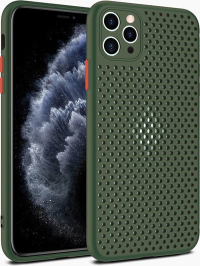 Smartphonica iPhone 11 Pro siliconen hoesje met gaatjes - Legergroen geschikt voor iPhone 11 Pro