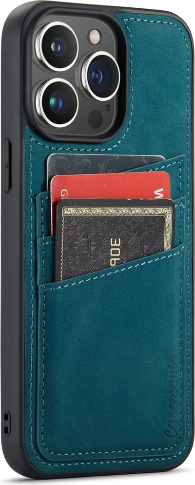 Casemania Hoesje Geschikt voor Apple iPhone 14 Pro Max - met Pasjeshouder Emerald Green - Back Cover met Kaarthouder