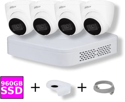 Dahua 4-kanaals NVR Set met 4x 4MP WizSense Camera's Wit en 960GB SSD