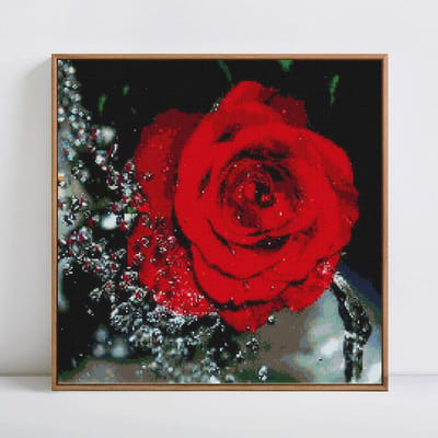 Peinture diamant 5D à faire soi-même, motif fleur Rose, strass ronds, image, broderie diamant 30x30CM red
