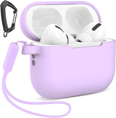 Siliconen Hoes voor AirPods Pro 3e Generatie 2025 - Krasbestendig, Beschermend met Carabiner en Koord - Lichtpaars