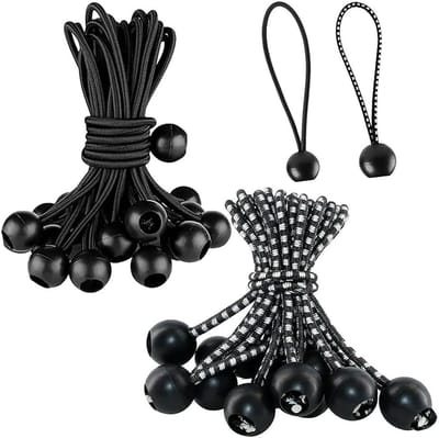 Robuuste Tensioners met Bal, 24 Stuks, 10 cm Lange Rubber Expander Lussen voor Tent, Zeil en Banner Bevestiging