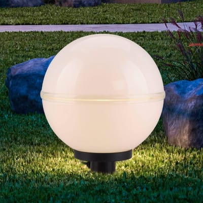 Buitenverlichting globe plug-in lamp E27 globe light earth spike tuindecoratie, wit, kabel 5m, E27 fitting, DxH 20x51 cm, set van 2