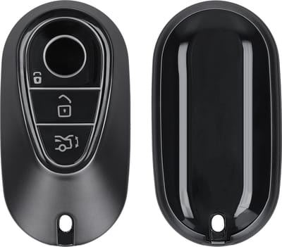 kwmobile autosleutel hoesje geschikt voor Mercedes Benz 3-knops autosleutel smart hoes - TPU autosleutel behuizing - Beschermende auto sleutel case - Sleuteletui in mat zwart / zwart