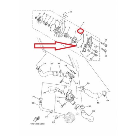 Joint de couvercle de pompe à eau origine pour moto Yamaha 850 MT-09 1RC1243900