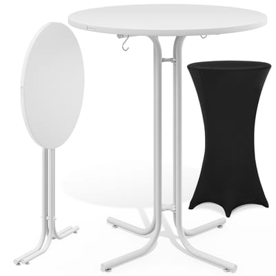 Statafel Wit 110x80cm + statafelhoes Zwart Ø80cm