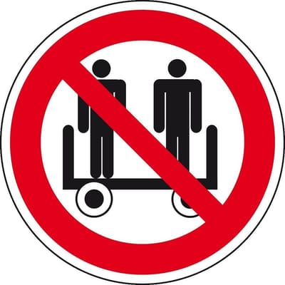 Meerijden personen verboden bord - kunststof 400 mm