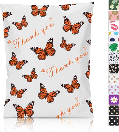 Poly Mailers 25 Stuks - 10x13 Inch Verzamelzakken met Vlinderprint - Sterke Zelfklevende Verzendzakken