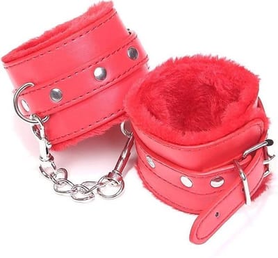 BDSM bondage - SM Pluche Handboeien - Rood