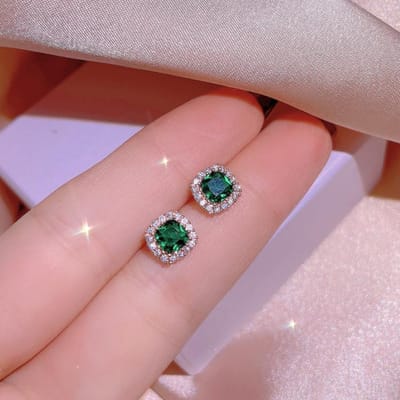 Smaragd Ring Princess Ovaal Vierkant Diamant met Zirconius Wijsvinger Ring Set In Drie Delen brown