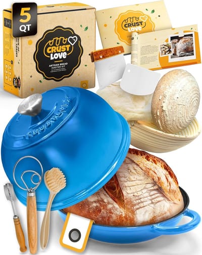 Gietijzeren Pan - Brood Oven - Brood Bakken - Emaille Deksel - 5 Kwarts - Blauw