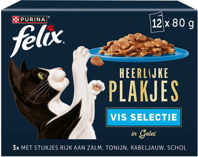 Felix Heerlijke Plakjes - Kattenvoer Nat - Zalm - 12x80g