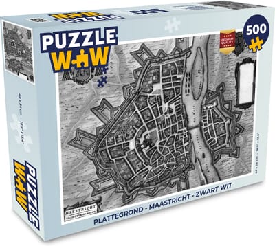 Puzzel Plattegrond - Maastricht - Zwart Wit - Legpuzzel - Puzzel 500 stukjes - Stadskaart