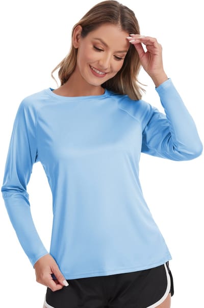 Dames Rash Guard Zwemshirt met Lange Mouwen Surfshirt Tops Badpak Blauw XXL