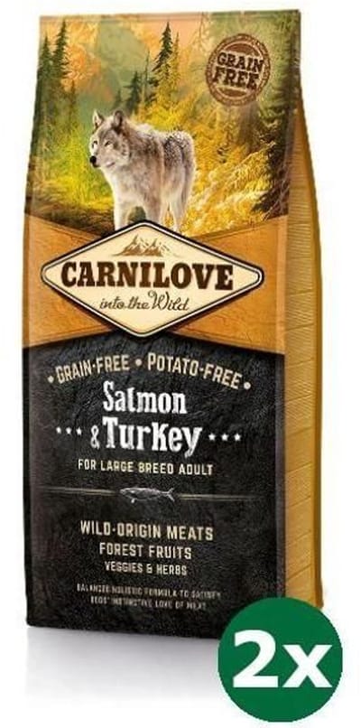 2x12 kg Carnilove salmon / turkey adult large breed hondenvoer