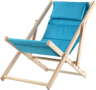 KADAX Ligstoel, strandstoel van hout, ligbed tot 120 kg, ligstoel van beukenhout, houten klapstoelen, strandstoel, klapstoel voor strand, houten ligstoel (met hoofdsteun, blauw)
