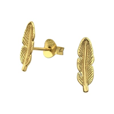 WeLoveSilver - oorstekers dames - zilver - gold plated - veer