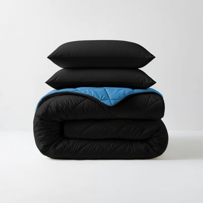 Sleeptime 2 in 1 Diamant Dekbed - Dekbed zonder Overtrek Inclusief Kussenslopen - 200x200 - Zwart/Blauw