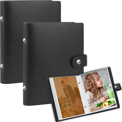 2 Paks 6x4 Small Photo Albums, Photo Album with Leather Cover, Mini Photo Album Book with 10x15cm Pockets, Contains 52 4x6 Photos Photo Album Book for Family Photos, Anniversaries, Babies and Holidays