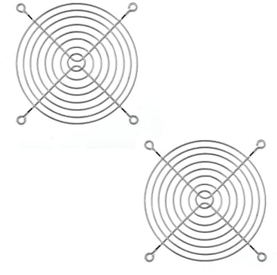 Metalen grill voor ventilatoren 120x120mm, 2 stuks, verchroomd ventilatierooster voor PC behuizing