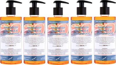 Handzeep Sweet Orange & Cedarwood 500 ml - met gratis pompje - set van 5 stuks - Voordeelverpakking