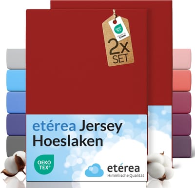 etérea Jersey hoeslaken 2-pack 140x200-160x200 cm (hoek 25 cm) 100% katoen - Kersenrood