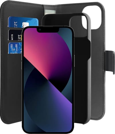 Puro, Hoesje geschikt voor iPhone 14 Plus - Folio met Afneembare Backcover & 3 Kaarthouders, Zwart