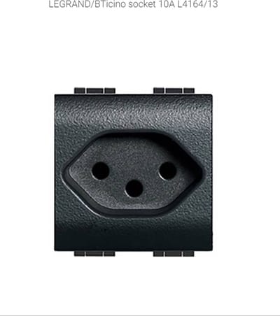 Legrand/BTicino - Wandcontactdoos - 250 V e.c., type 13, 2-modulair - antraciet