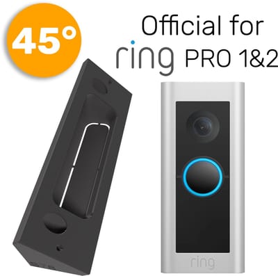 Made For Ring Pro 1 & 2 - 45° Hoekbeugel wig voor slimme camera deurbel // Zwart Kunststof // Inclusief schroeven