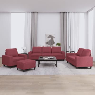 vidaXL - 4-delige - Loungeset - stof - wijnrood