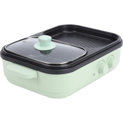 Elektrische Hot Pot met Grill Anti-aanbak 2-in-1 Elektrische Pan en Grillplaat met Onafhankelijke Dubbele Temperatuurregeling voor L