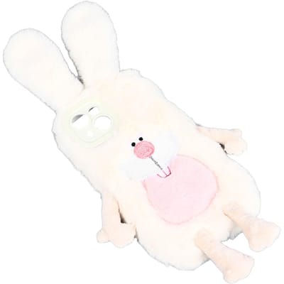 Étui pour IPhone Doux Pelucheux Mignon Bunny à Dents de Lièvre Housse de Téléphone Protectrice pour Filles Femmes Hiver Type 2