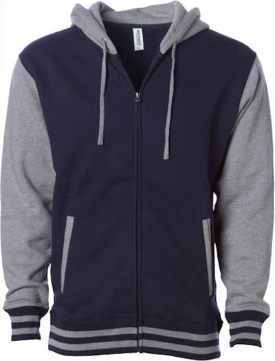 Independent Unisex Heavyweight Varsity Zip Hood NP351 - Classic Navy/Gunmetal Heather - XS