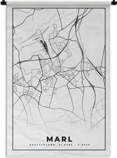 Wandkleed - Wanddoek - Plattegrond - Kaart - Stadskaart - Marl - 120x180 cm - Wandtapijt