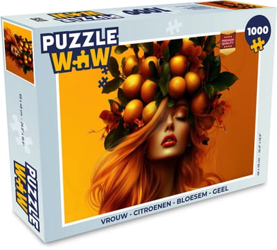 Puzzel Vrouw - Citroenen - Bloesem - Geel - Legpuzzel - Puzzel 1000 stukjes volwassenen