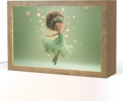 Nachtlampje 30x20 cm - Kinder lampje - Fee - Groen - Sprookje - Sterren - Tafellamp kinderkamer - Slaapkamer lamp - Bedlamp kinderen - Kinderlampje stopcontact - Wandlamp babykamer - Nachtlampjes