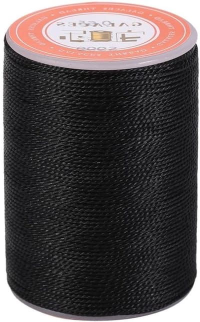 Ronde gewaxte draad voor leren naaien - 85m polyester draad voor leerbewerking, boekbinden en schoenreparatie (Zwart)