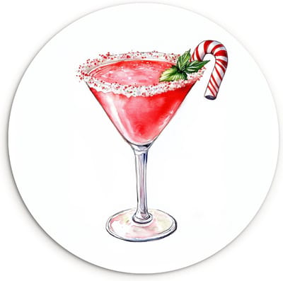 WallCircle® Wandcirkel 30x30 cm - Muurcirkel Cocktail - Drank - Winter - Kunst - Muurdecoratie woonkamer - Wanddecoratie keuken - Kamer decoratie accessoires - Ronde schilderijen