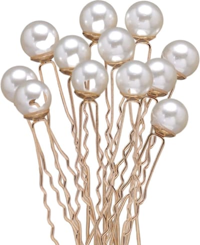 Mooie goudkleurig haarpinnen Parels 1.0 CM U-vormige- Bruidsmeisje haaraccessoires zilver Parel | Bruid | Feest Gelegenheid- 12 stuks