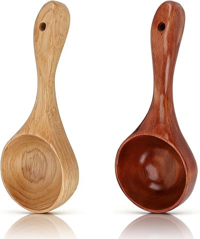 Dailygoody - Houten Soeplepels - 2 Stuks Kooklepel Set - Duurzaam en Robuust - Grote Diepe Serveerlepels - Perfect voor Thuis - Keukenaccessoires
